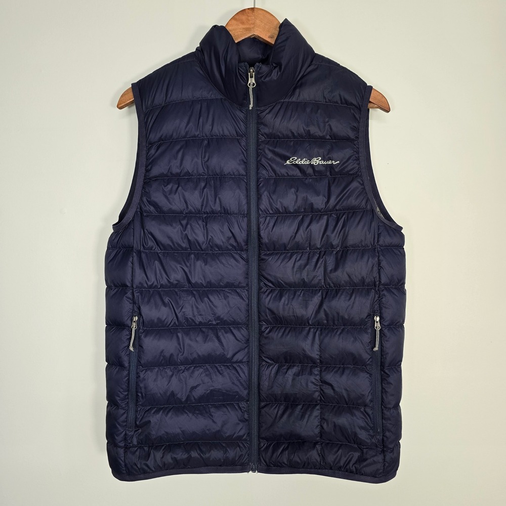 Eddie Bauer EB650 Down Puffer Vest Mens Small Navy Blue Lightweight Gorpcore